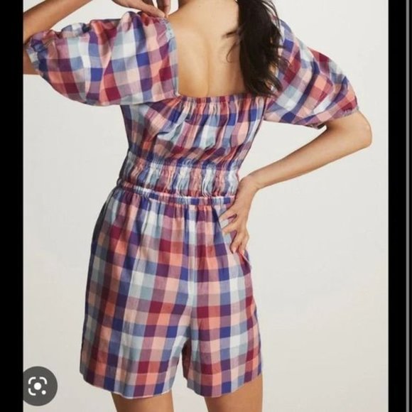 Anthropologie Kopal Brea Plaid Cotton Romper Size Small - Picture 5 of 13